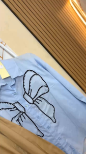 Queen Kirana Atasan blouse katun kemeja pita coquette wanita