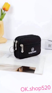 TIK Cute Black Mini Wallet/Coin Purse For Women And Men 3Zippers Small Coin Purse