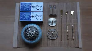 Combo bộ dụng cụ tạo khuôn trầm (6 món) 100g bột trầm tự nhiên 2 bột dẫn nhiệt 1 lư sứ