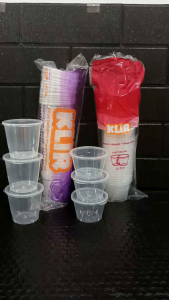 KLIR THINWALL CUP 100ml dan 150ml serbaguna tempat bumbu saus isi 25pcs + Tutup Bening Kokoh dan Tidak Bocor