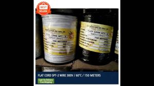 16/2C Boston Flat Cord Duplex Wire (1.25mm) SPT-2 Electrical Wire 150M Full Roll | Extension Cord Service Drop Cable 300V Duplex Flat Wire