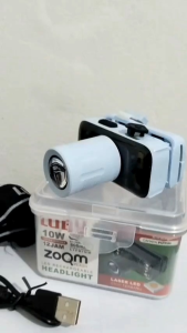 Senter Kepala Luby Zoom Flash LED 2922L 10Watt Cahaya Putih Tahan Hingga 12 jam Charging USB Type C