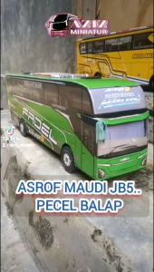 Miniatur bus PO.ASROF MAUDI JB5 terbaru full lampu tolelet mainan hadiah ultah anak kesayangan