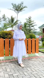 ONE SET WARNA PUTIH SETELAN TUNIK WARNA PUTIH BALITA TK DAN REMAJA BROCADE KIMIRA BY CUTETRIK
