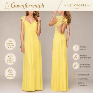 Yellow elegant long evening formal gown- US size: 2