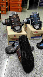 รองเท้าแตะสวมหน้าหนังเย็บ 313 ฟุตนิค สีดำ น้ำตาล38-43