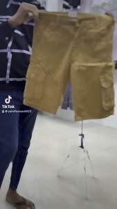 Seluar Mens Six Pocket Cargo Short Causal Pant Kain Tebal Kain Stretchable