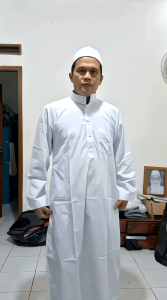 gamis pria polos putih kancing infor
