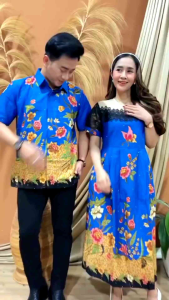baju batik couple dress wanita dan kemeja pria