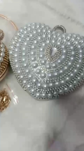 Tas Pesta Cantik Elegan Ada Gagang Tali Rantai Love Mutiara Fashion Import Terbaru