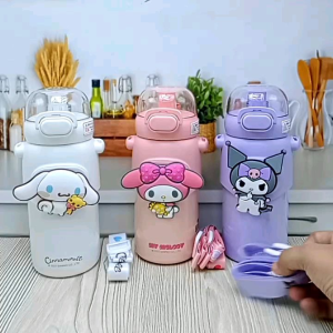 Botol Minum Stainless Sanrio / Botol Minum Sedotan Cinnamoroll / Botol Minum Kuromi / Botol Minum Selempang Import