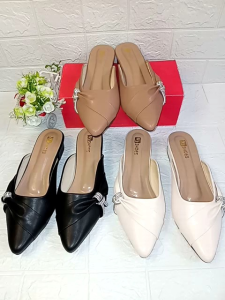 N3 Shoes 05 Selop Wanita Pita Permata Kekinian Elegan Sepatu Heels 3cm