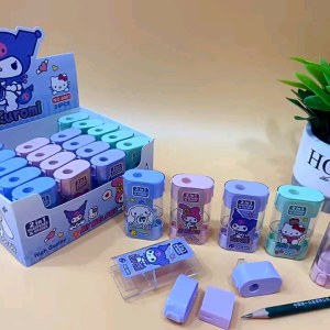 Sanrio 2in1 eraser and sharpener school stationary pencil sharpener student kuromi melody cinnnamoroll儿童橡皮擦和笔刨