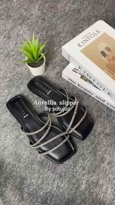Satujua - AURELIA Sandal Wanita Flat Teplek Motif Blink / Hak 1 Cm SIZE 36-42 Empuk Non-Slip Sole Synthetic Leather Foam