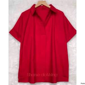 SHANE CLOTHING RED BLOUSE WANITA KATUN POPLIN