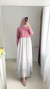 Malika Dress Knit Mix Motif Bisa Untuk Jumbo - Gamis Oversize