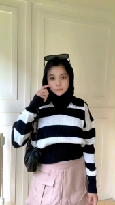 Sweater Rajut Crop Valencia Ukuran Abg+Dewasa / Atasan Wanita Kekinian Motip Blaster LucuMurah