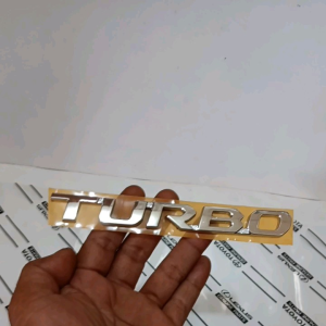 emblem mobil tulisan turbo crome original