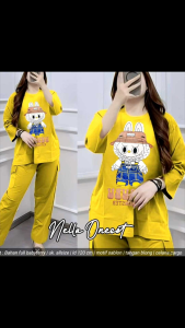 Setelan Cargo Viral Labubu /Oneset Nella Labubu/Baju Wanita Kekinian