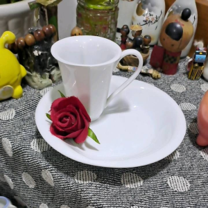 Bộ dĩa sâu lòng và ly mini quai nhỏ hình voi Gốm sứ nhật 2hand