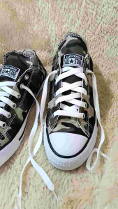 SEPATU CONVERSE ALL STAR SNEAKERS LORENG ARMY HITAM PUTIH PENDEK BISA COD