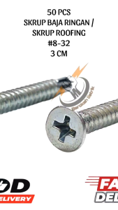 SKRUP BAJA RINGAN/SKRUP OBENG SKRUP ROOFING 3CM 1BUNGKUS ISI 50BIJI 50PCS/SKRUP BAJA RINGAN#8-32 CML