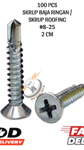 Skrup Baja Ringan/Skrup Roofiing 2cm 1 bungkus isi 100biji 100pcs / Skrup  CML # 8-25 TAIWAN QUALITY