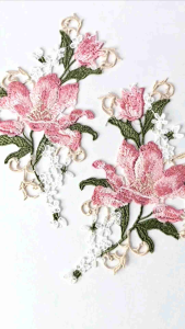 sepasang bordir bunga rose