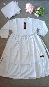 gamis anak perempuan | baju gamis anak set hijab bahan katun variasi brokat premium