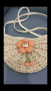 🌈🔥กระเป๋าถัก ลายดอกไม้ กระเป๋าสะพายข้าง น่ารัก เกาหลี ใส่ของ ผู้หญิง  มีซิป