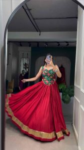 Presenting new beautiful wedding vibes rayon fusion with silk Lehenga and pure viscose blouse fully stitched.