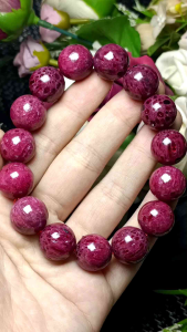 (Certificate) Red Ruby Bracelet 14mm+- with certificate (special price surface not smooth) (证书) 红宝石 手链带证书 14mm+-