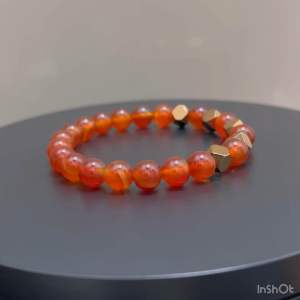 CW Manila - 0SIRIS Stretch Bracelet - 8mm Red Agate with Truncated Spacers - Stretch Charm Bracelet