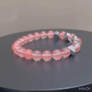 CW Manila - 0SIRIS Stretch Bracelet - 8mm Cherry Quartz with Truncated Spacers - Stretch Charm Bracelet