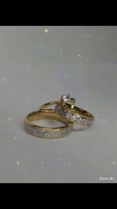 Wedding Ring with Engagement Ring and Free Engrave Name Couple Ring 4U&I Code #02