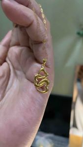 PAWNABLE 18K Saudi Gold Lightweight Mini Paperclip chain necklace with 18K Three Drop Hearts Pendant(Open Back) ✨