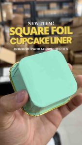 [50 PCS] 150 ML Square Foil Paper Cupcake Baking Liner