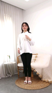 Blouse Syal Lengan Panjang Blouse Putih Hitam Lengan Panjang Import Crepe Atasan Wanita Lengan Panjang