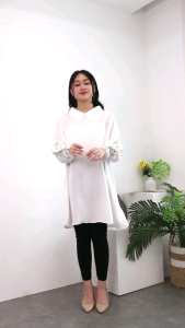 Tunik Bordir Bunga Lengan Panjang Atasan Wanita Tunik Atasan Tunik Wanita Lengan Panjang Import Crepe Premium