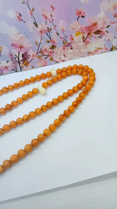 Tasbih Batu Marjan Oren Kombinasi Tulang Sapi H688