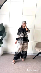 SETELAN NADIRA//ONESET BABYDOLL//SET RAYON PREMIUM LENGAN PANJANG//ONESET ANNISA MOTIF KEKINIAN