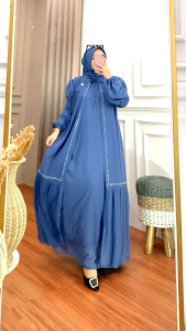 RAISA DRESS SET HIJAB CERUTY BABYDOL gamis lebaran 2025 trend warna burgundy