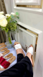 Sandal flat wanita kulit papirut garut model sol aquila