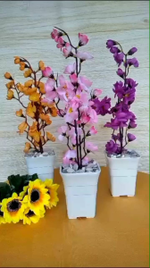 BS 1311 POT PLASTIK + BUNGA SAKURA ARTIFICIAL HIASAN DEKORASI RUMAH