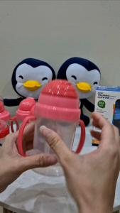 Puku Straw PopUp Water Bottle Training Cup 180ml/6oz 14713 吸管弹跳练习杯BABY Flexi Straw Cup Drinking Cup BPA Free Baby Water Bottle With Handle Botol Air Bayi