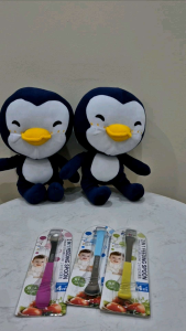 PUKU 2 in 1 Baby Silicone Spoon 6M+  P14326 Kids Baby Feeding Spoon Soft Silicone Baby Spoon Infant Training Spoon BPA FREE