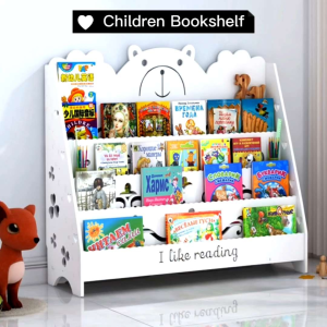Kid bookshelf children book rack drawing book story book storage bear design book stand alphabet learning phonics sukukata playroom decoration Rak buku kanak bilik bacaan bilik mainan budak