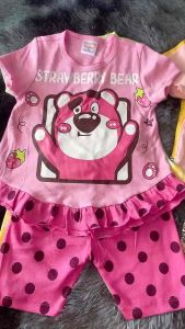 Đồ bộ bé gái thun borip loại 1 hình in tay ngắn quần lửng dáng babydol (11-23kg) (087)