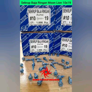 (1 Box) Skrup / Sekrup Baja Ringan LION 10 x 19 isi 1.000 pcs