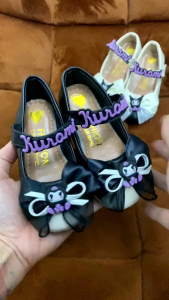 Giày búp bê Kuromi da mềm cho bé gái 1-10 tuổi phong cách Vintage Giày bệt bé gái đế nhẹ chống trơn trượt